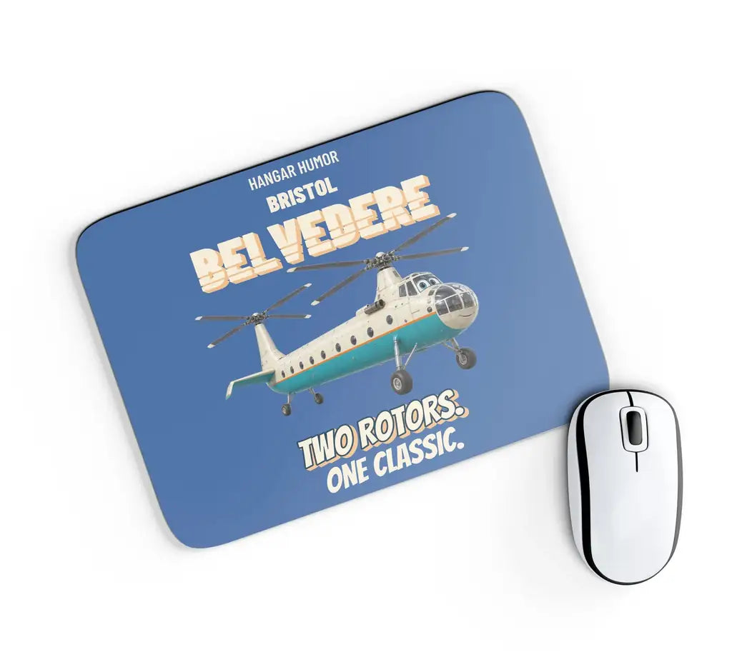 Bristol BELVEDERE HC.1 - Two rotors. One classic. design on blue rectangle mouse pad