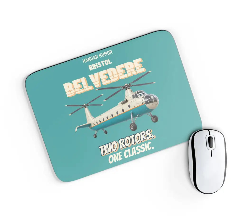 Bristol BELVEDERE HC.1 - Two rotors. One classic. design on turquoise rectangle mouse pad