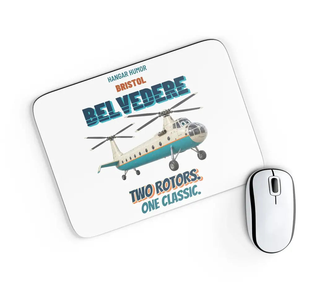 Bristol BELVEDERE HC.1 - Two rotors. One classic. design on white rectangle mouse pad