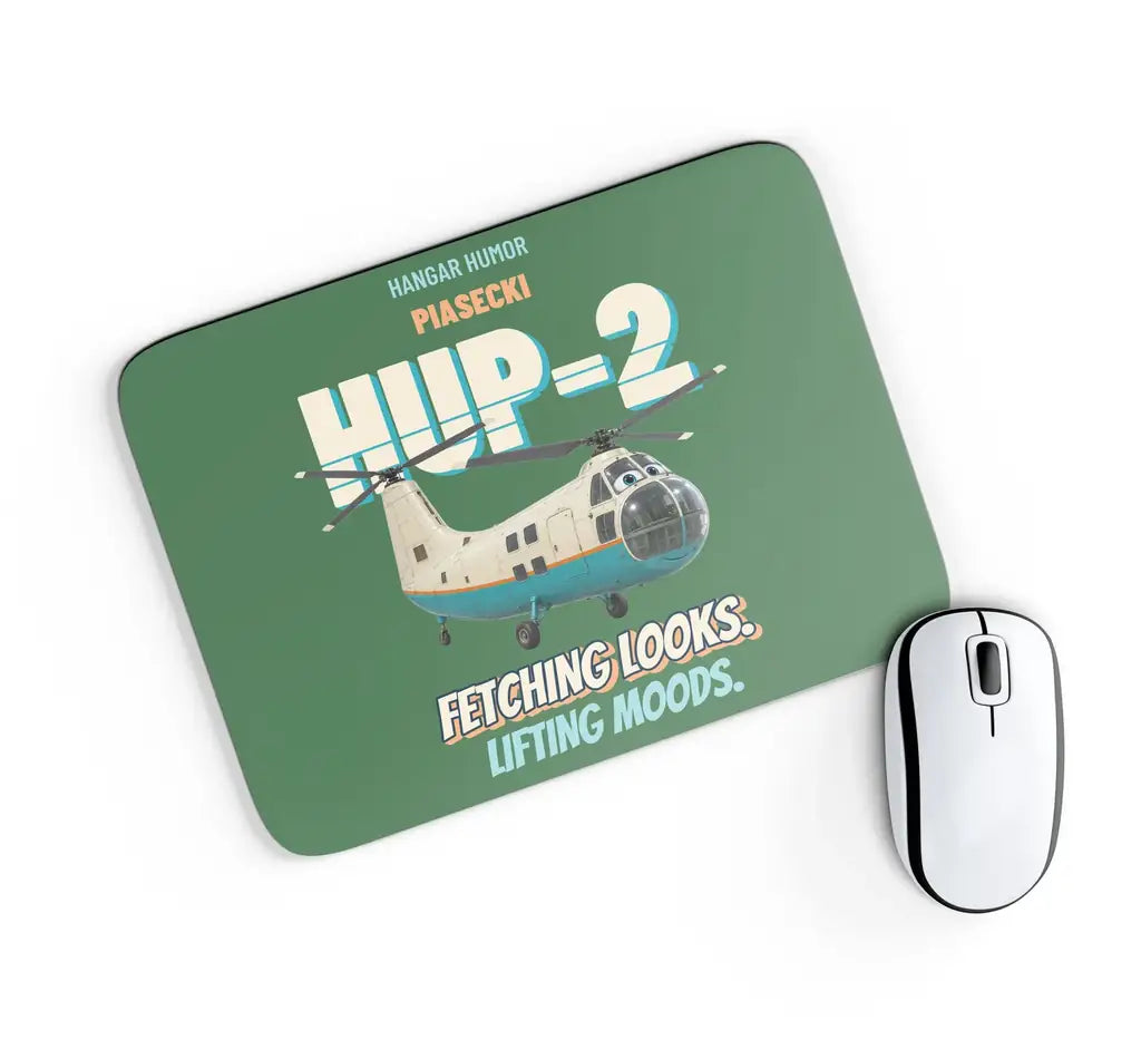 Piasecki HUP-2 Retriever - Fetching looks. Lifting moods. design on green rectangle mouse pad