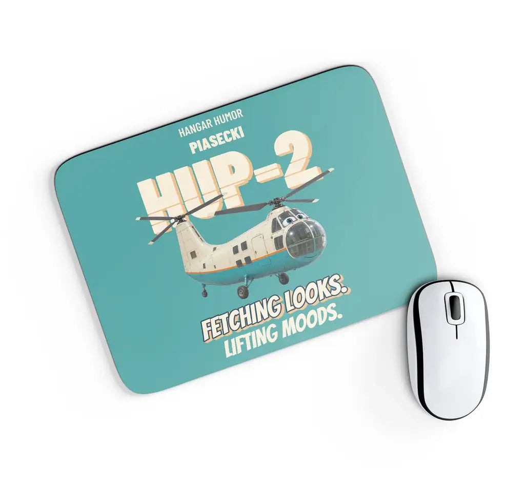 Piasecki HUP-2 Retriever - Fetching looks. Lifting moods. design on turquoise rectangle mouse pad