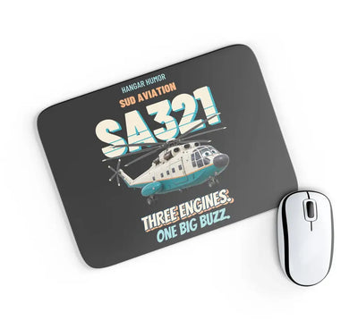 Sud Aviation SA321 Super Frelon - Three engines. One big buzz. design on black rectangle mouse pad