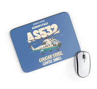 Thumbnail for Aerospatiale AS532 Cougar - Cougar style. Gentle smile. design on blue rectangle mouse pad