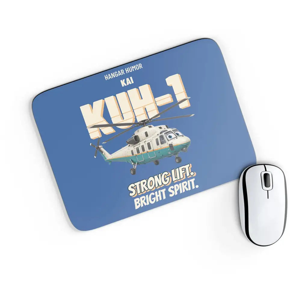 KAI KUH-1 Surion - Strong lift. Bright spirit. design on blue rectangle mouse pad