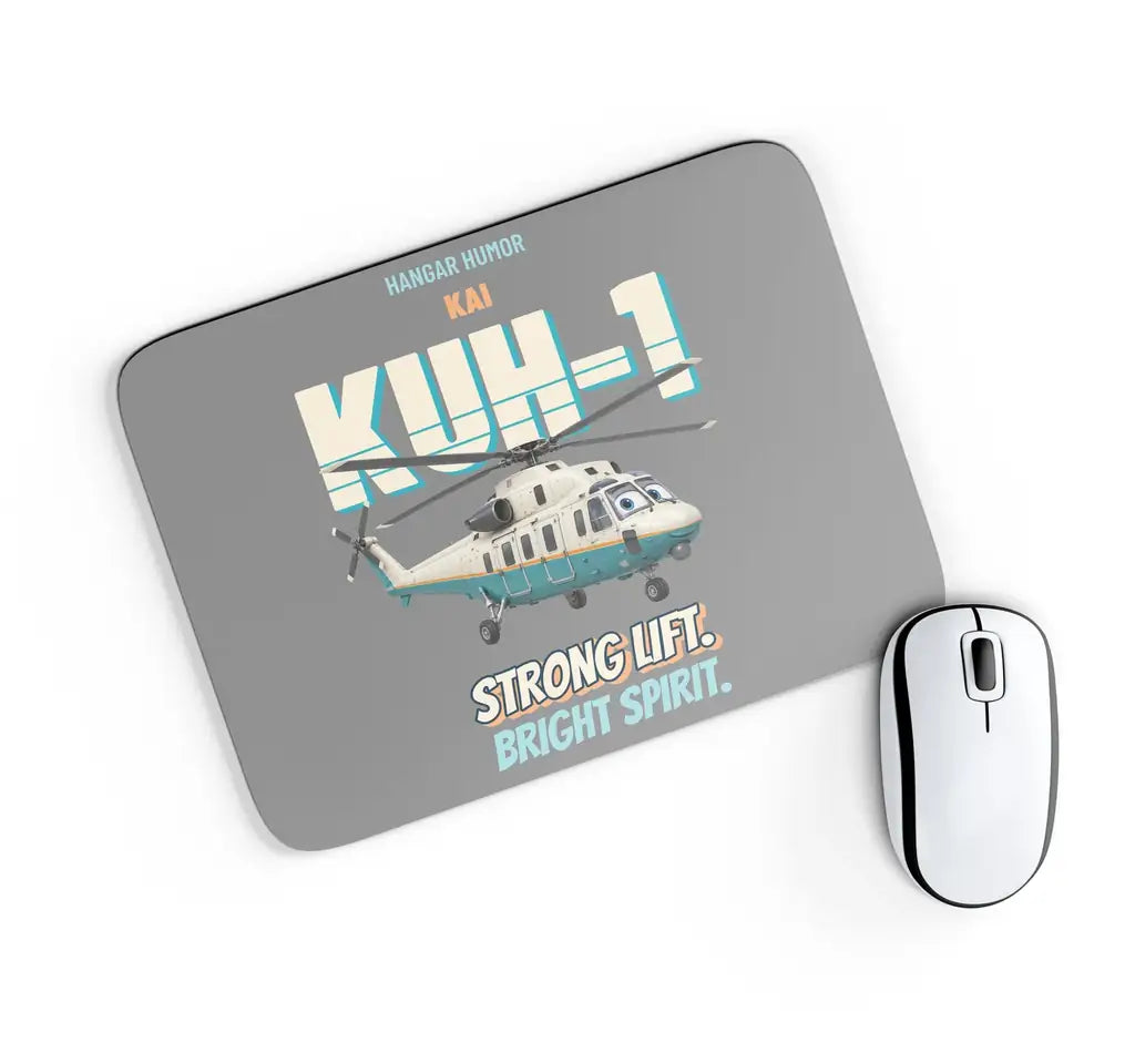 KAI KUH-1 Surion - Strong lift. Bright spirit. design on gray rectangle mouse pad