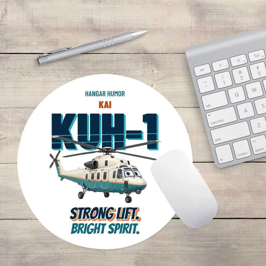 KAI KUH-1 Surion - Strong lift. Bright spirit. design on white round mouse pad