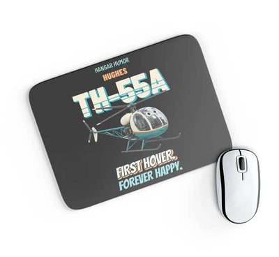 Hughes TH-55A Osage - First hover. Forever happy. design on black rectangle mouse pad