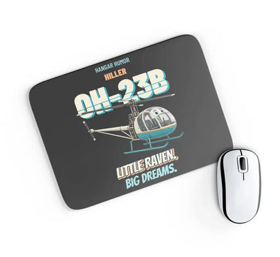 Hiller OH-23B Raven - Little raven. Big dreams. design on black rectangle mouse pad