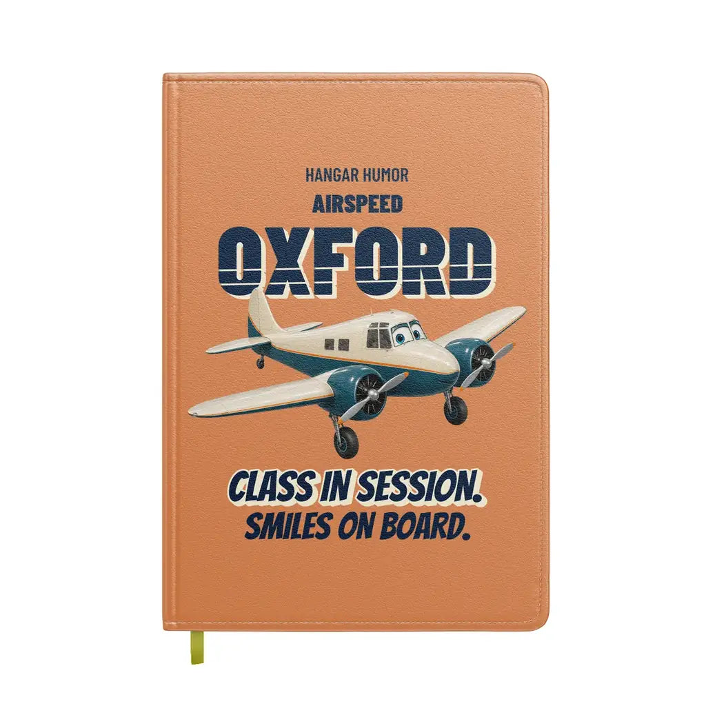 Airspeed Oxford Mk I - Class in session. Smiles on board. design on orange notebook