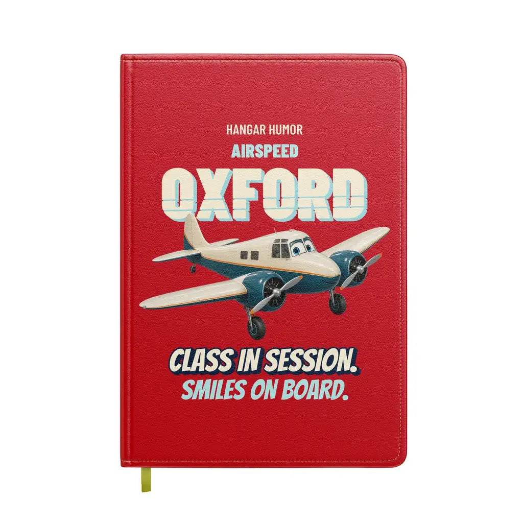 Airspeed Oxford Mk I - Class in session. Smiles on board. design on red notebook