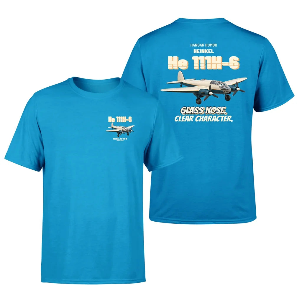 Heinkel He 111H-6 - Glass nose. Clear character. - Double-Side T-Shirt design on turquoise double side t shirt