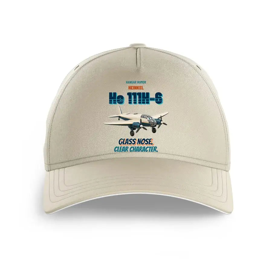 Heinkel He 111H-6 - Glass nose. Clear character. design on beige printed hat
