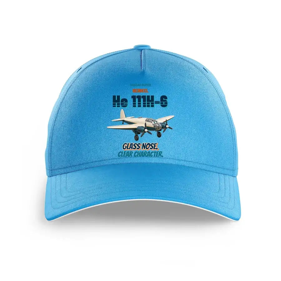 Heinkel He 111H-6 - Glass nose. Clear character. design on light blue printed hat