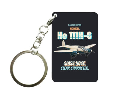 Heinkel He 111H-6 - Glass nose. Clear character. design on black key chain
