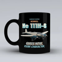 Thumbnail for Heinkel He 111H-6 - Glass nose. Clear character. design on black ceramic mug