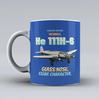 Thumbnail for Heinkel He 111H-6 - Glass nose. Clear character. design on blue ceramic mug