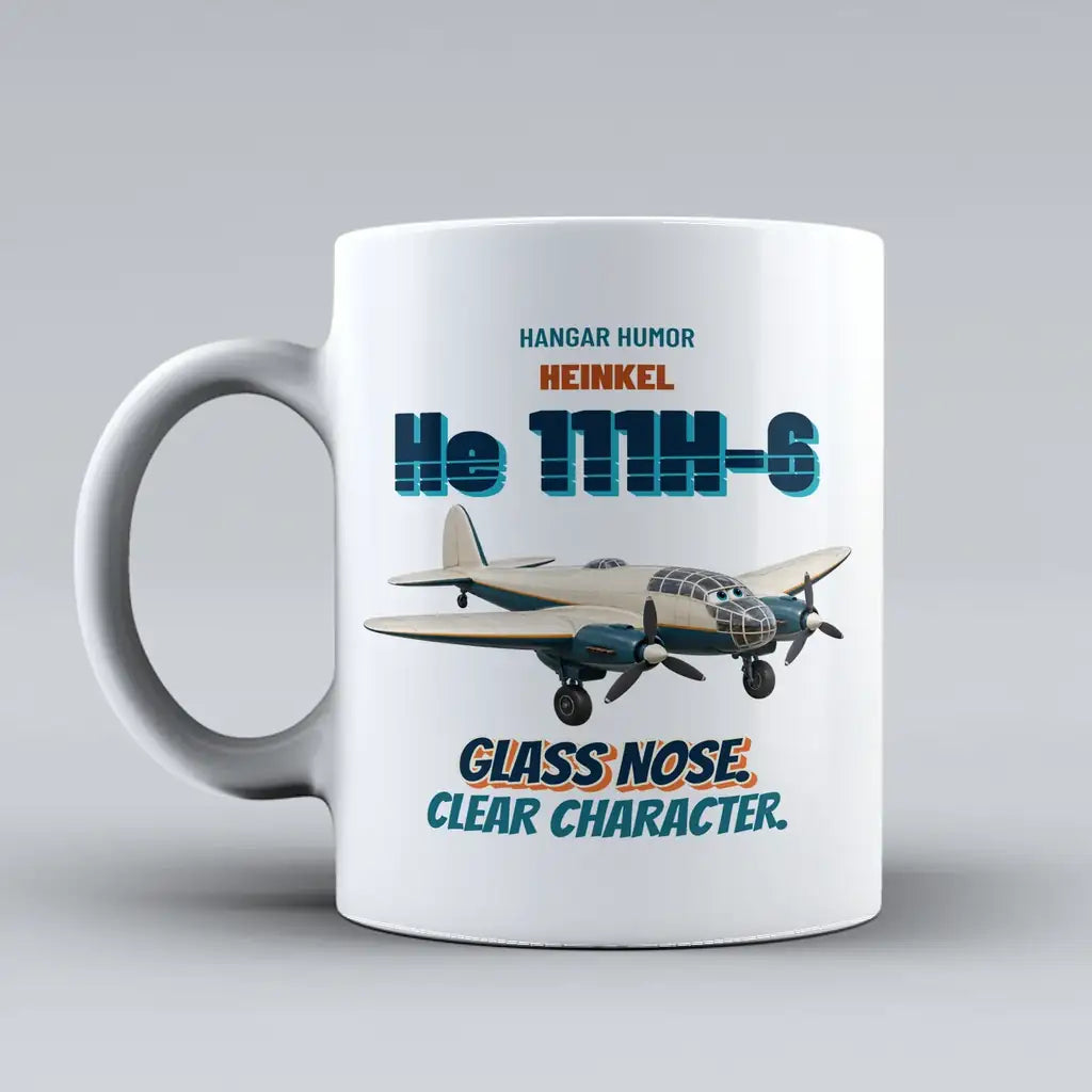 Heinkel He 111H-6 - Glass nose. Clear character. design on white ceramic mug