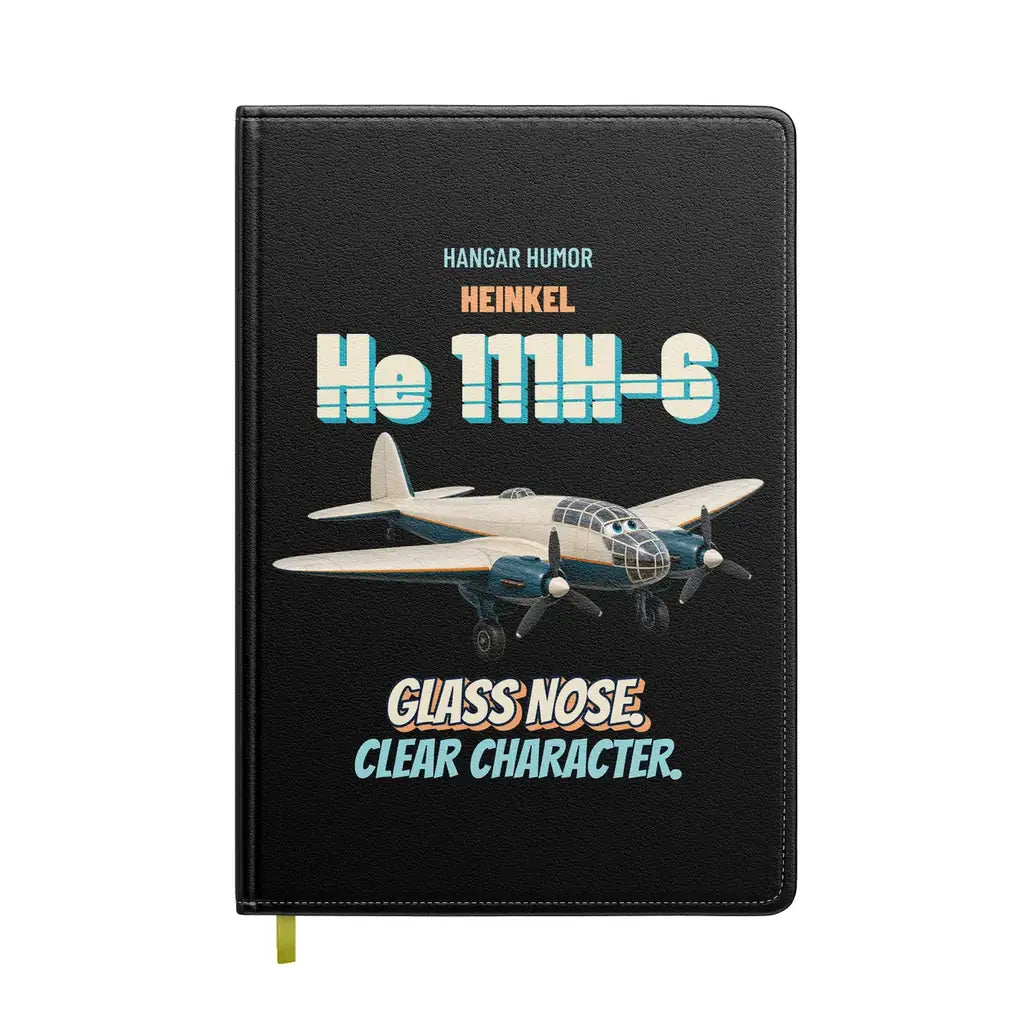 Heinkel He 111H-6 - Glass nose. Clear character. design on black notebook