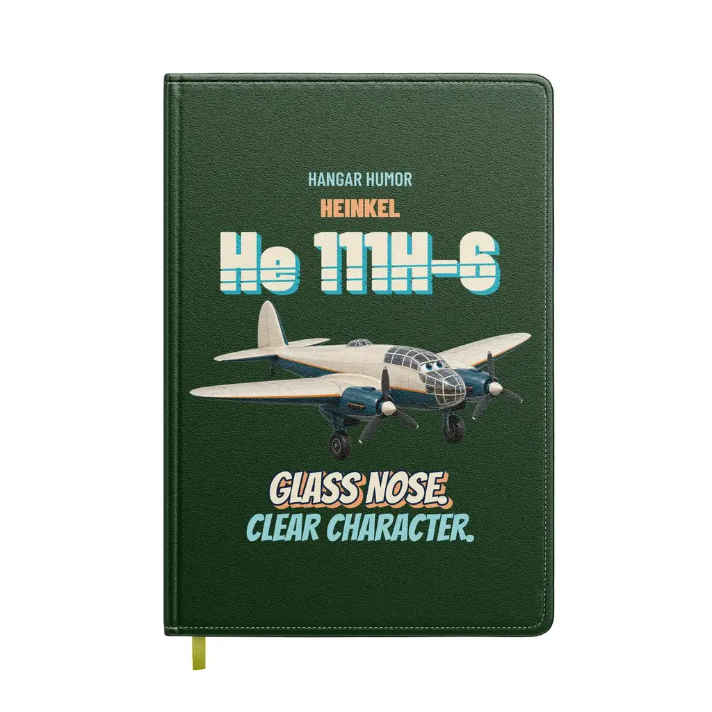 Heinkel He 111H-6 - Glass nose. Clear character. design on dark green notebook