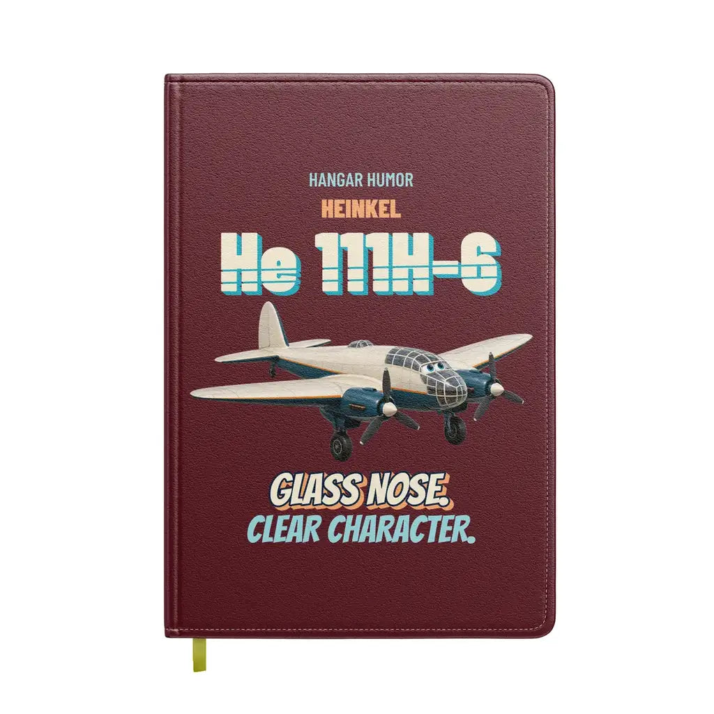 Heinkel He 111H-6 - Glass nose. Clear character. design on dark red notebook