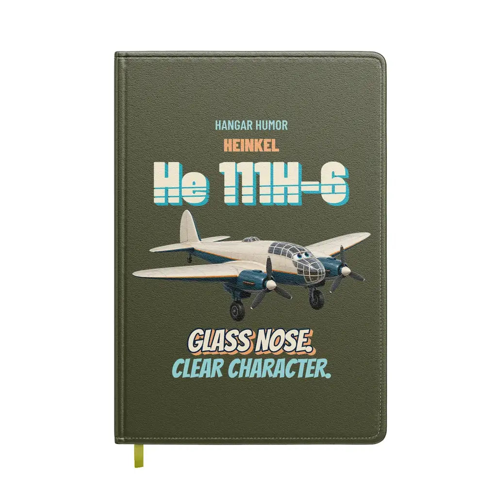 Heinkel He 111H-6 - Glass nose. Clear character. design on green army notebook
