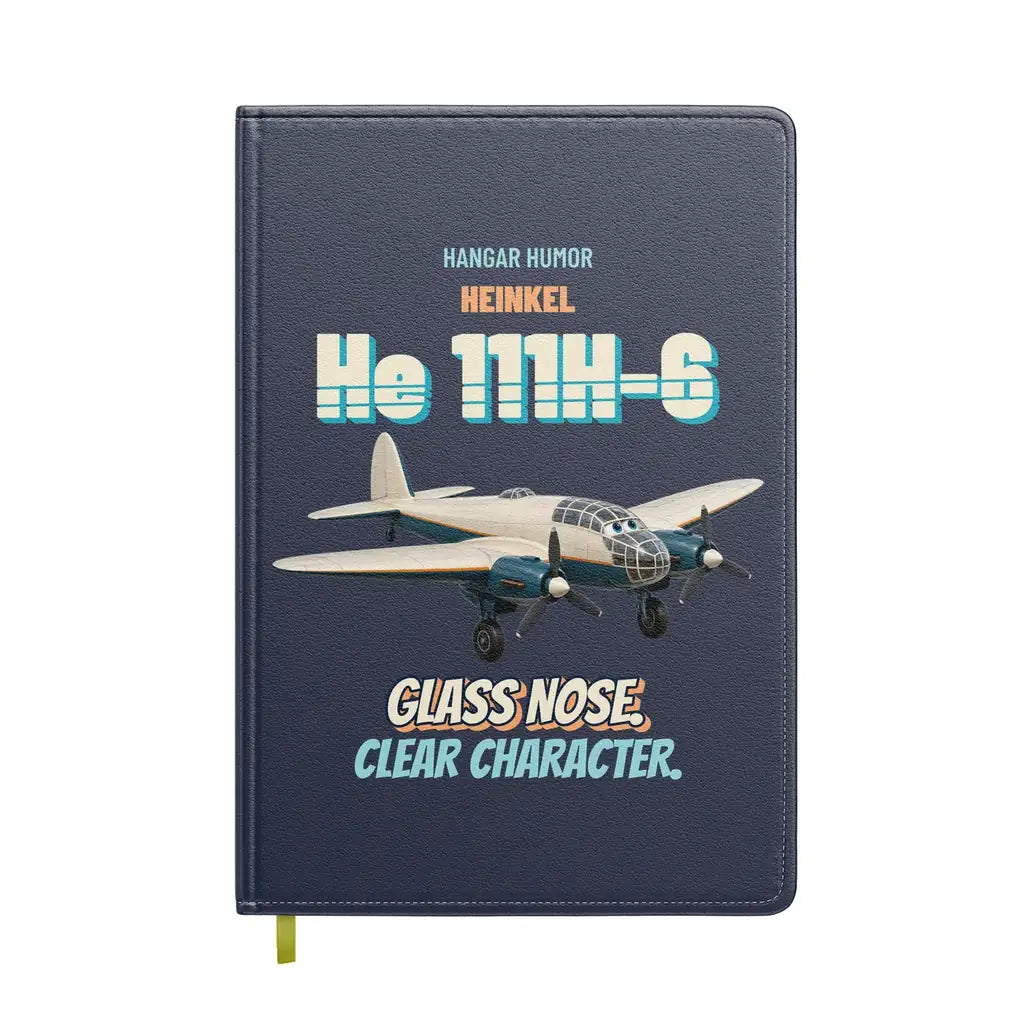 Heinkel He 111H-6 - Glass nose. Clear character. design on navy blue notebook