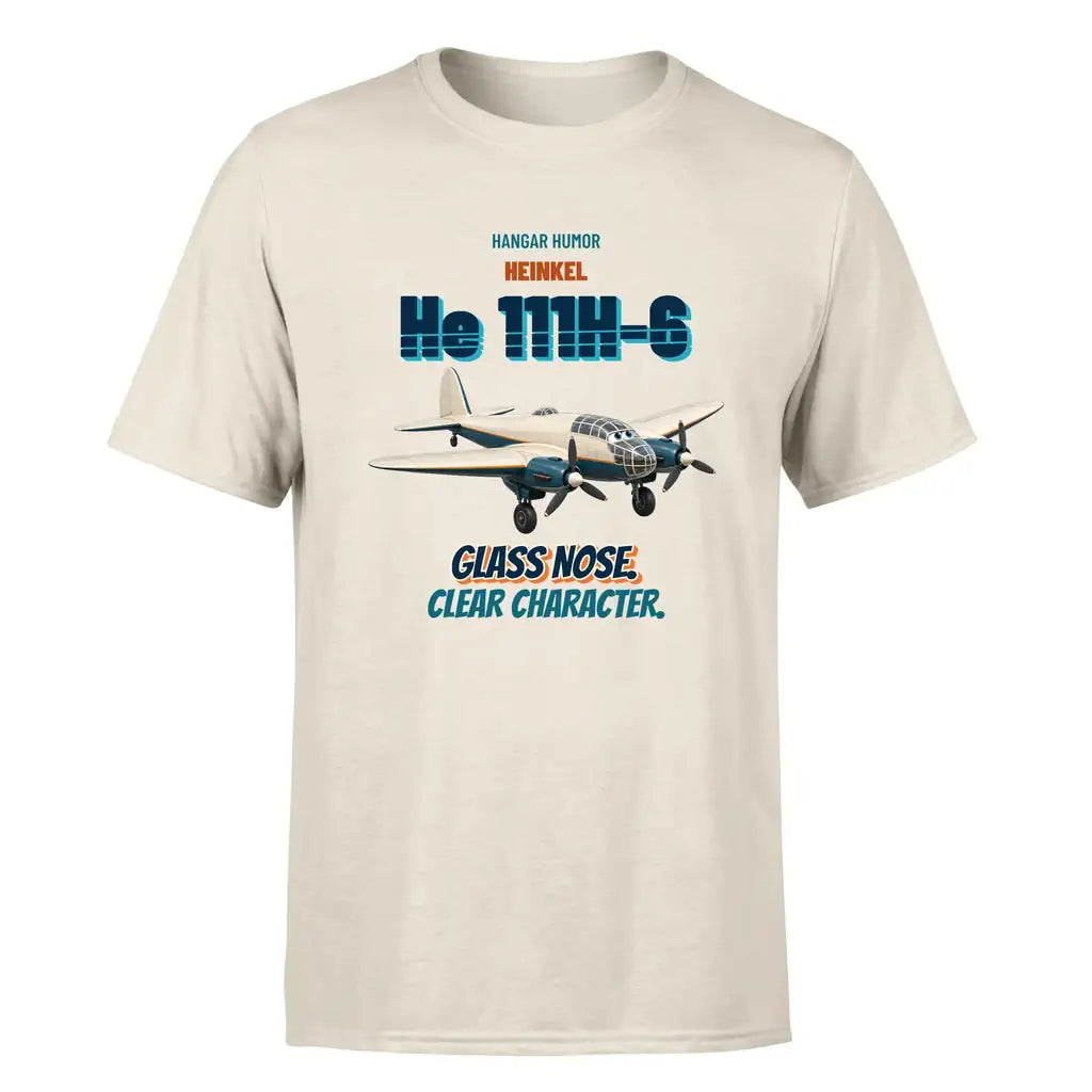 Heinkel He 111H-6 - Glass nose. Clear character. - Premium T-Shirt design on beige premium t shirt
