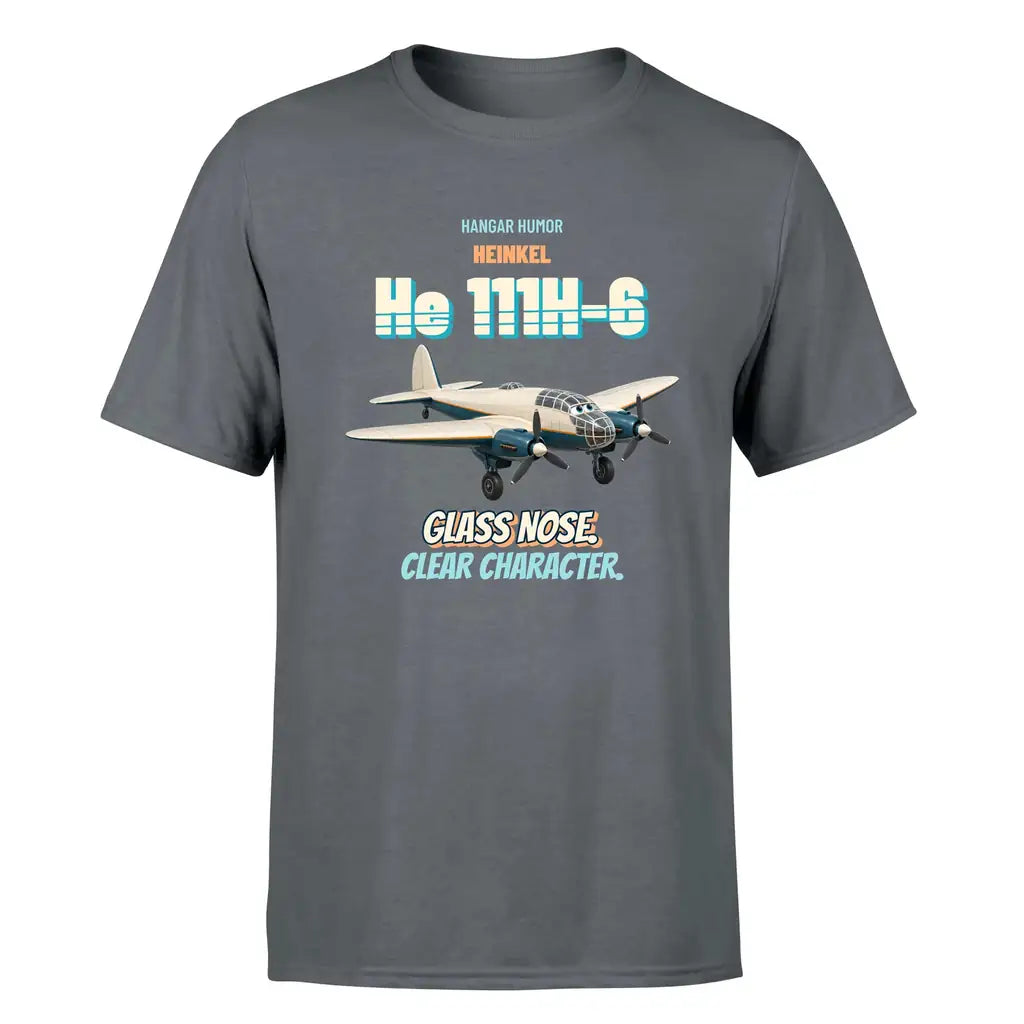 Heinkel He 111H-6 - Glass nose. Clear character. - Premium T-Shirt design on gray premium t shirt