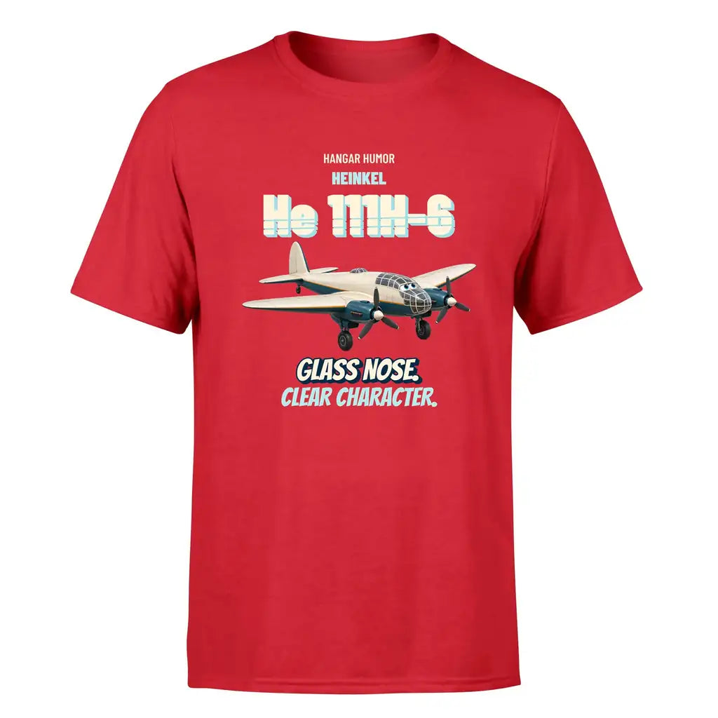 Heinkel He 111H-6 - Glass nose. Clear character. - Premium T-Shirt design on red premium t shirt
