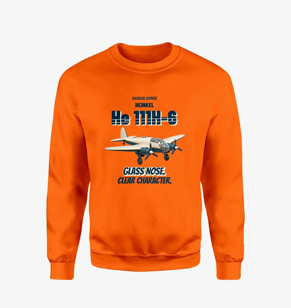 Heinkel He 111H-6 - Glass nose. Clear character. design on orange sweatshirt