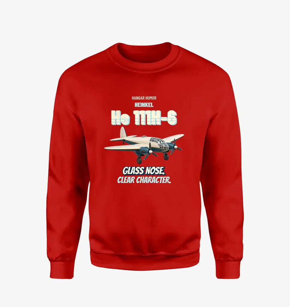 Heinkel He 111H-6 - Glass nose. Clear character. design on red sweatshirt
