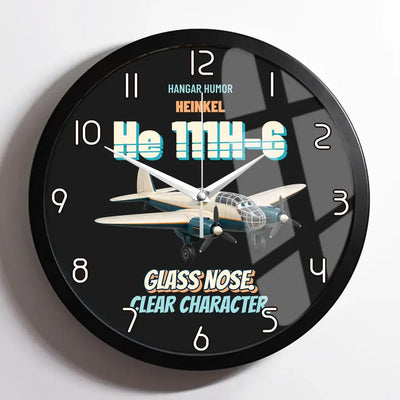 Heinkel He 111H-6 - Glass nose. Clear character. design on black framed wall clock