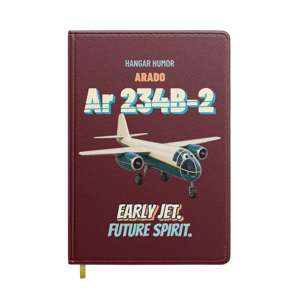 Arado Ar 234B-2 Blitz - Early jet. Future spirit. design on dark red notebook