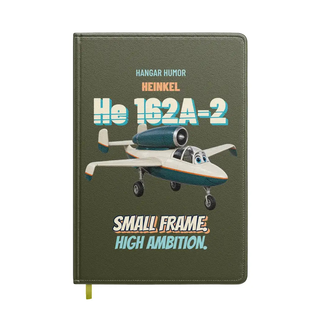 Heinkel He 162A-2 Salamander - Small frame. High ambition. design on green army notebook