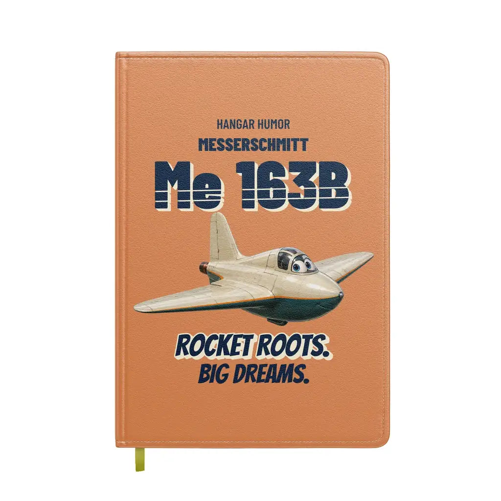 Messerschmitt Me 163B Komet - Rocket roots. Big dreams. design on orange notebook