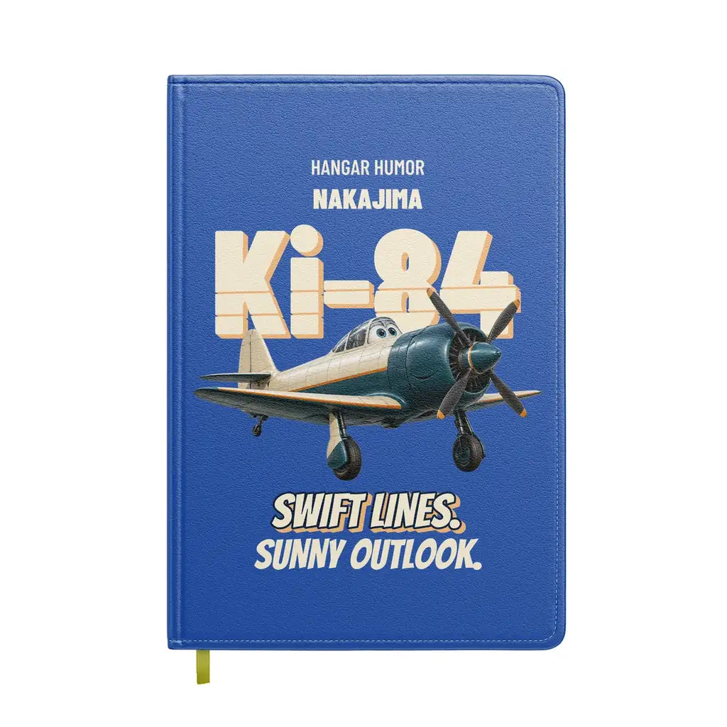 Nakajima Ki-84 Hayate - Swift lines. Sunny outlook. design on blue notebook