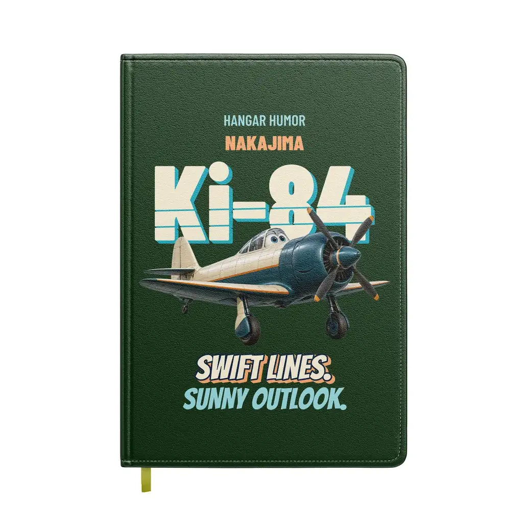 Nakajima Ki-84 Hayate - Swift lines. Sunny outlook. design on dark green notebook