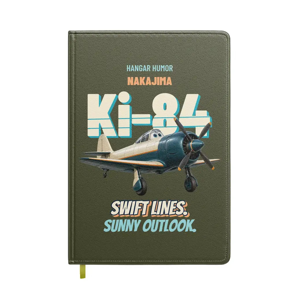 Nakajima Ki-84 Hayate - Swift lines. Sunny outlook. design on green army notebook