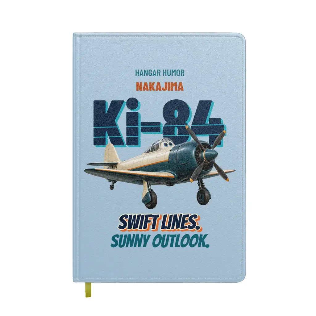 Nakajima Ki-84 Hayate - Swift lines. Sunny outlook. design on light blue notebook