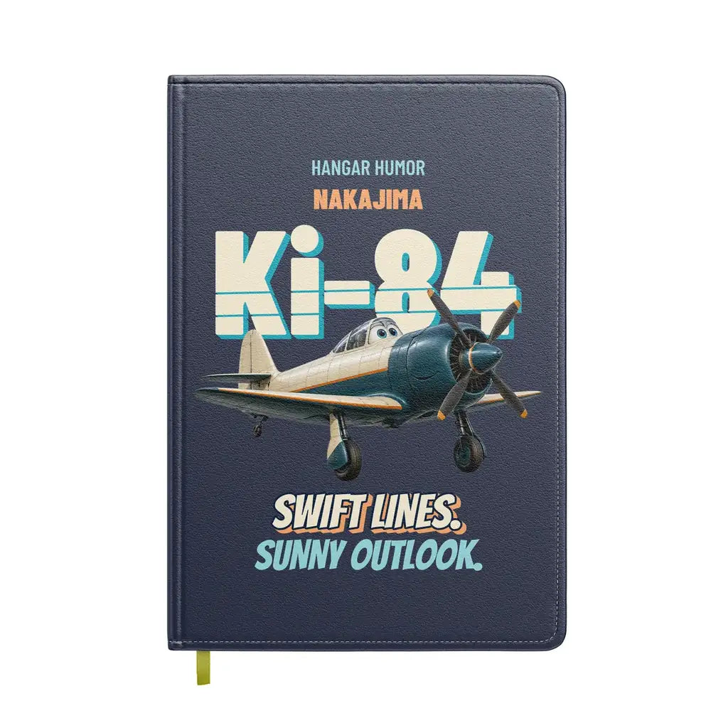 Nakajima Ki-84 Hayate - Swift lines. Sunny outlook. design on navy blue notebook
