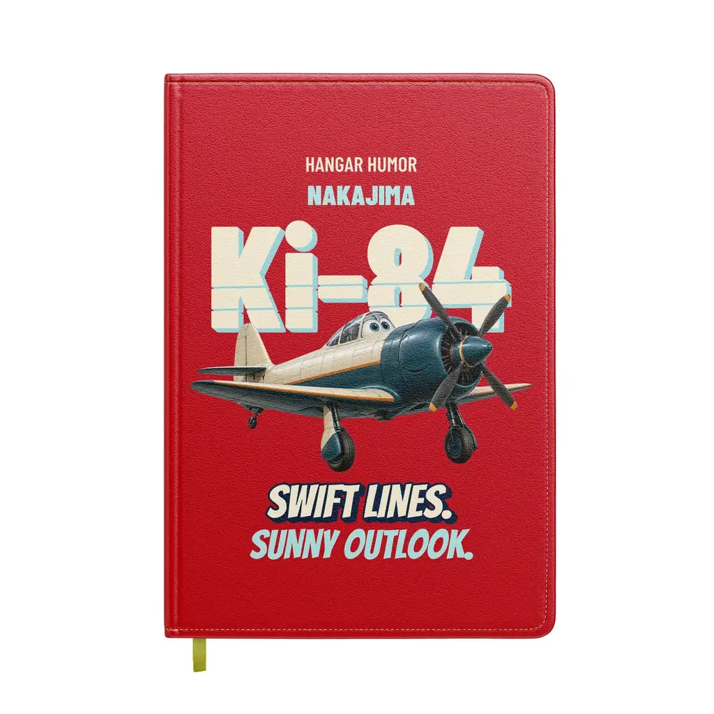 Nakajima Ki-84 Hayate - Swift lines. Sunny outlook. design on red notebook
