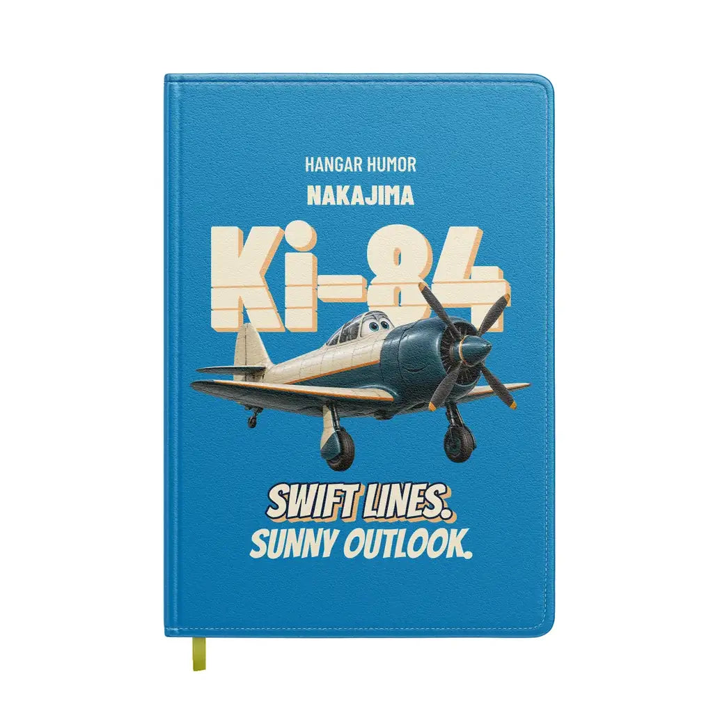 Nakajima Ki-84 Hayate - Swift lines. Sunny outlook. design on turquoise notebook