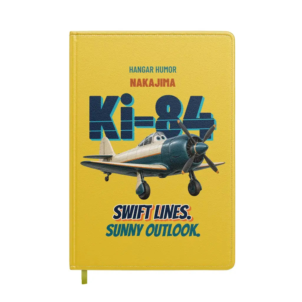 Nakajima Ki-84 Hayate - Swift lines. Sunny outlook. design on yellow notebook