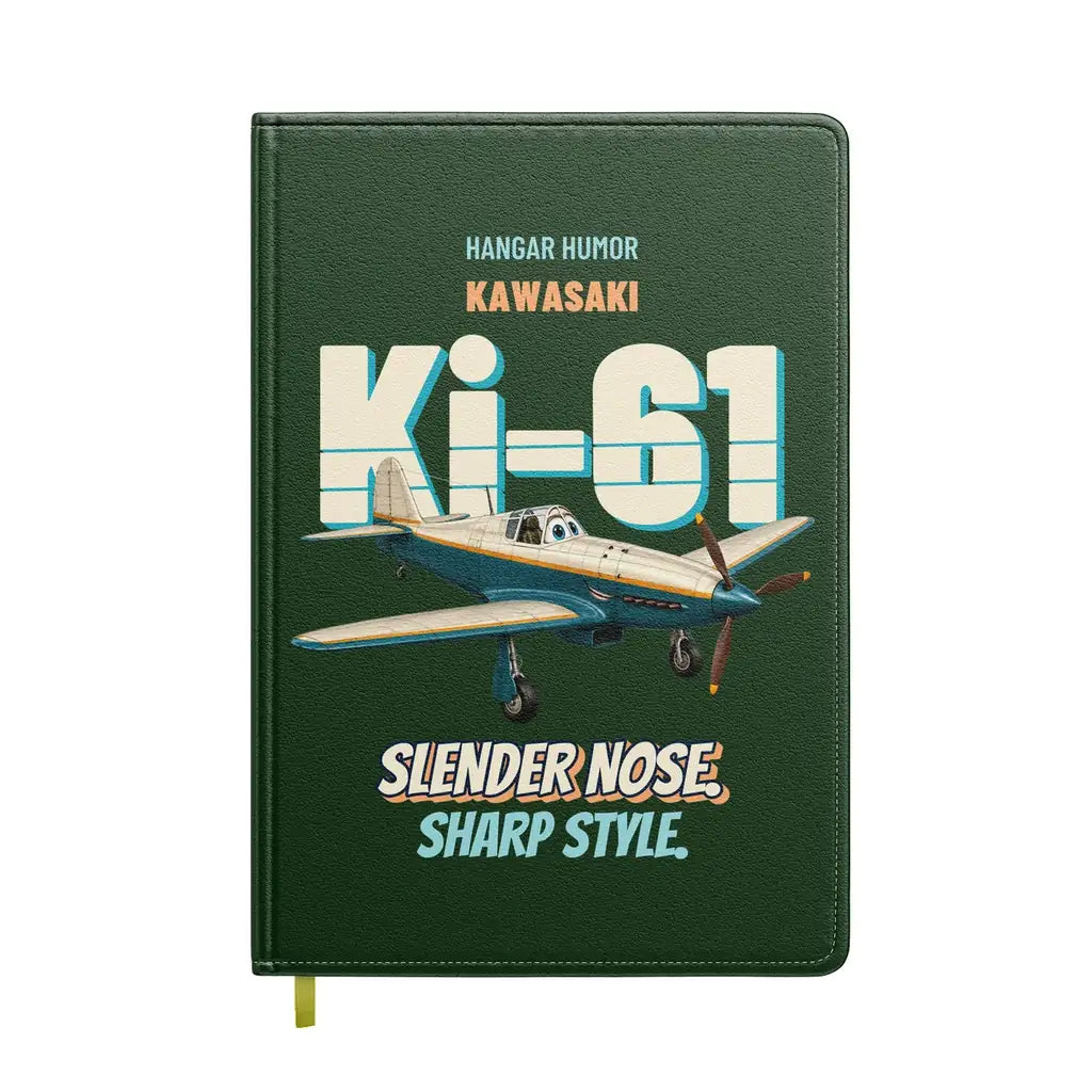 Kawasaki Ki-61 Hien - Slender nose. Sharp style. design on dark green notebook