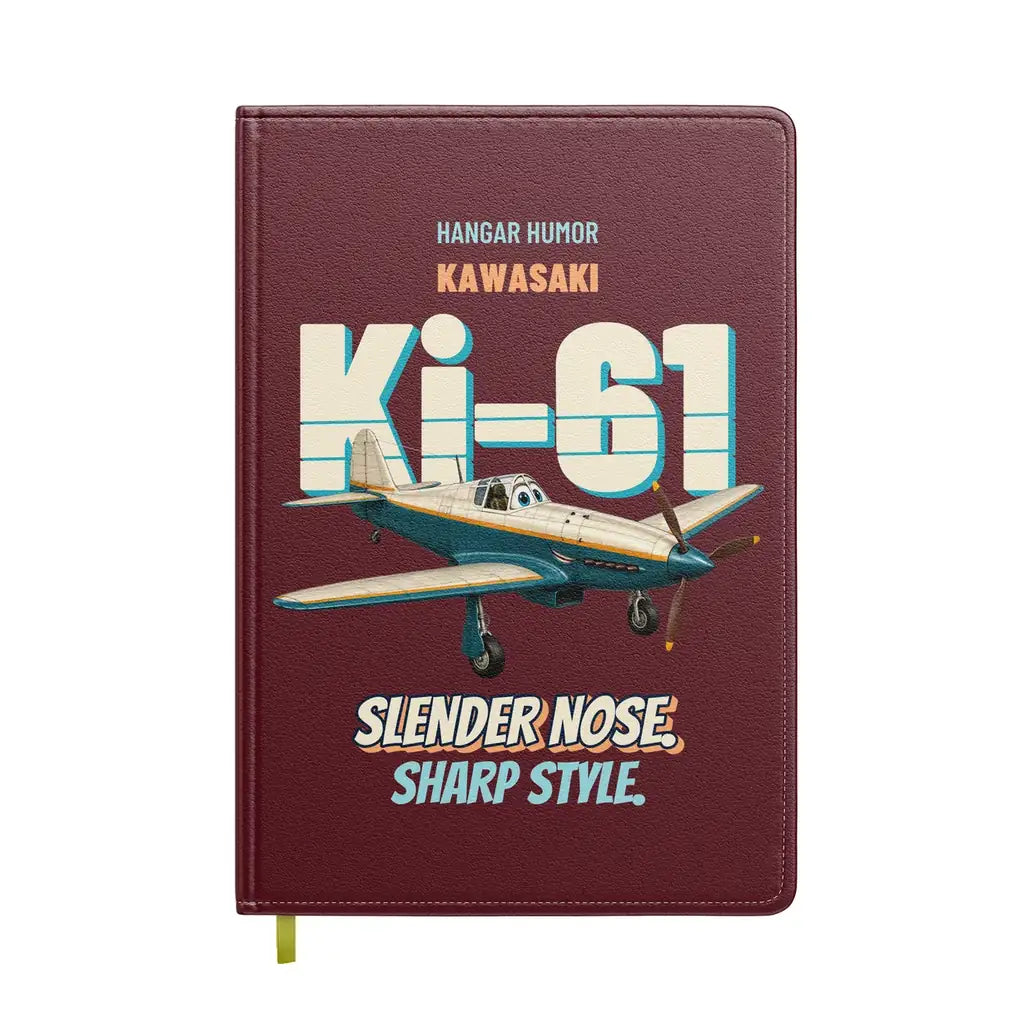 Kawasaki Ki-61 Hien - Slender nose. Sharp style. design on dark red notebook