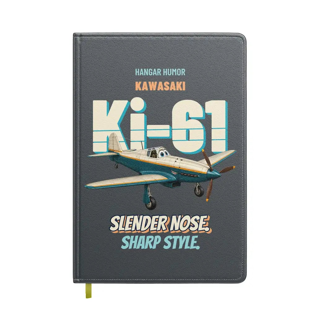 Kawasaki Ki-61 Hien - Slender nose. Sharp style. design on gray notebook