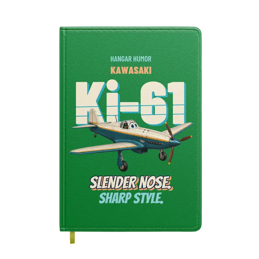 Kawasaki Ki-61 Hien - Slender nose. Sharp style. design on green notebook