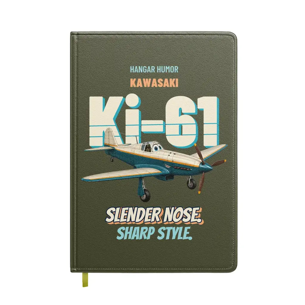 Kawasaki Ki-61 Hien - Slender nose. Sharp style. design on green army notebook