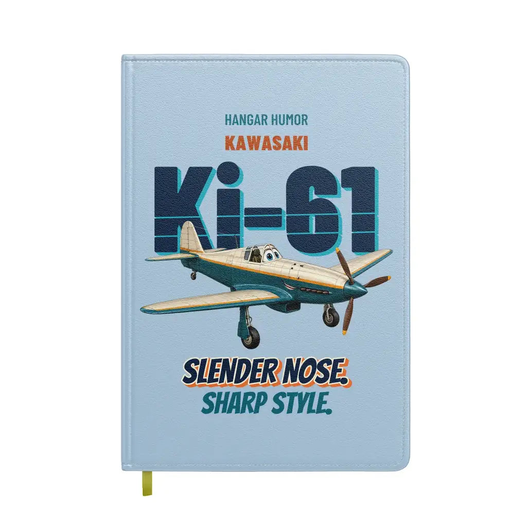 Kawasaki Ki-61 Hien - Slender nose. Sharp style. design on light blue notebook