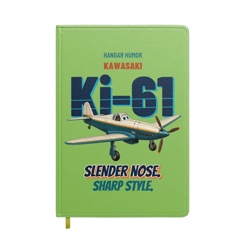 Kawasaki Ki-61 Hien - Slender nose. Sharp style. design on light green notebook